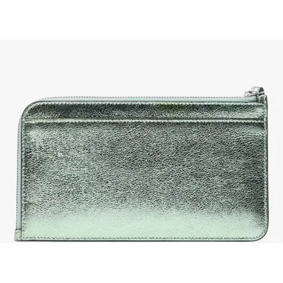 NWT Kate Spade LUCY METALLIC MEDIUM L-ZIP WRISTLET SEAWATER - Picture 3 of 13